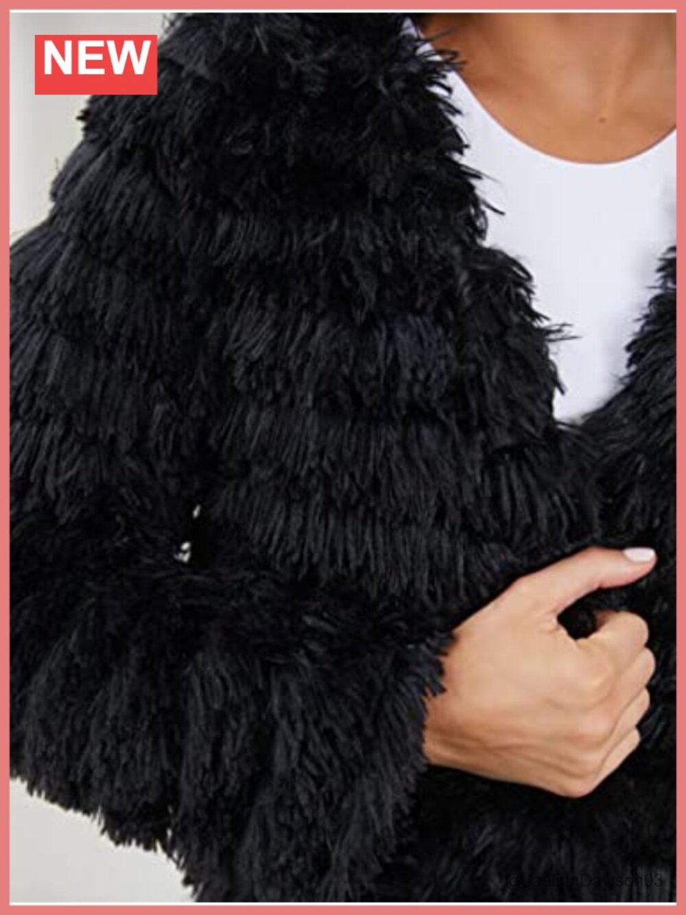 Womens Faux Fur Open Front Cardigan Shaggy Vintage Parka Coat - Picture 3 of 6